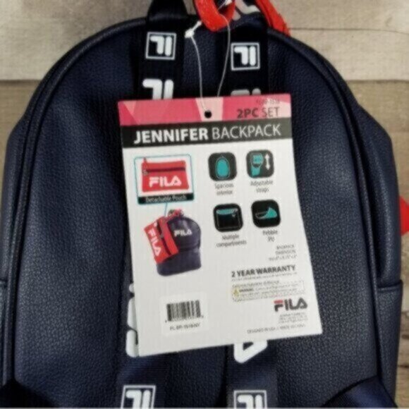 FILA Backpack Blue Pebbled Vegan Leather NWT - Picture 6 of 7